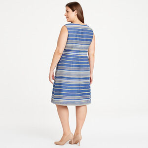 Calvin Klein ATM Blue Striped Crew Neck Sleeveless Aline Dress Womens Size‎ 16